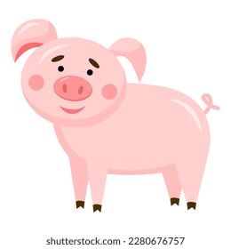 Vector cute pig cartoon isolated on white background.