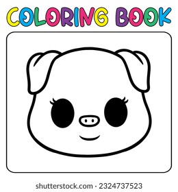 Vector cute pig for children's coloring page vector icon illustration