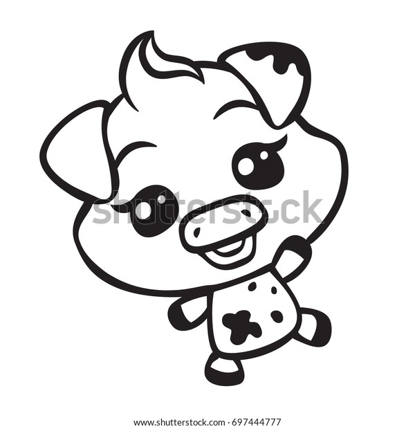 Vector Cute Pig Coloring Page Illustration Stock Vector Royalty Free 697444777