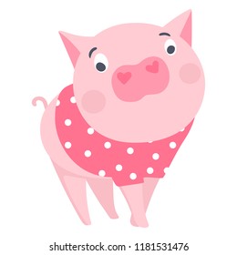 Vector Cute pig. Fashion animals. Pigs illustration isolated on white. Symbol of 2019 on the Chinese calendar. Funny character.