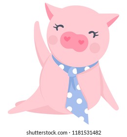 Vector Cute pig. Fashion animals. Pigs illustration isolated on white. Symbol of 2019 on the Chinese calendar. Funny character.