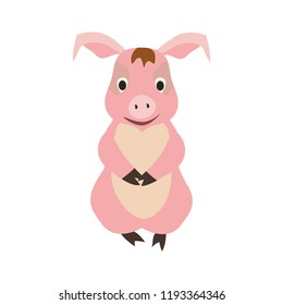 Vector of cute pig as simbol of New Year 2019