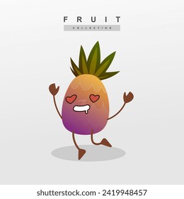Vector cute pineapple character with soft colors