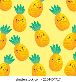 Vector cute pineapple seamless pattern