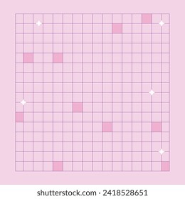 Vector cute pink aesthetic grid pattern background.