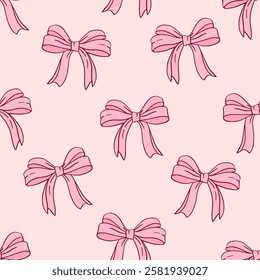 Vector lindo coqueta rosa sin patrón con arcos. Fondo de pantalla retro, fondo, impresión y papel de regalo. Diseño clásico de elegancia dibujado a mano