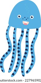 Vector cute pink jelly fish cartoon