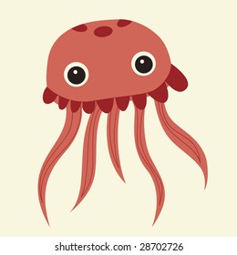 vector cute pink jellyfish
