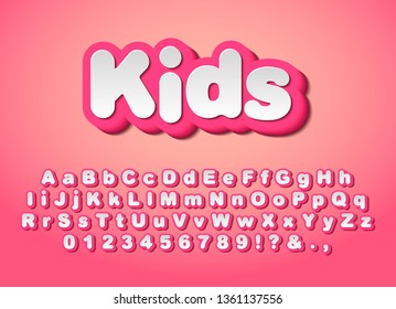 Vector cute pink letters. Vector illustration