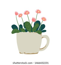 vector cute pink mug floral 