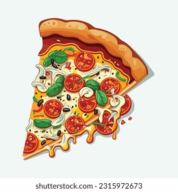 vector cute pizzas cartoon style
