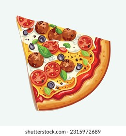 vector cute pizzas cartoon style