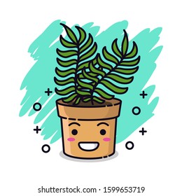 Vector Cute Plant Character in the vase