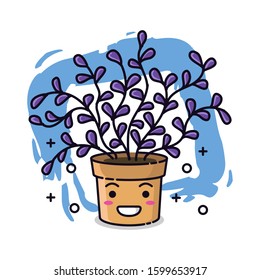 Vector Cute Plant Character in the vase