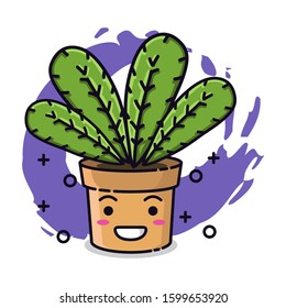 Vector Cute Plant Character in the vase