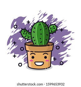 Vector Cute Plant Character in the vase