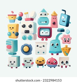 vector cute plastic cartoon style