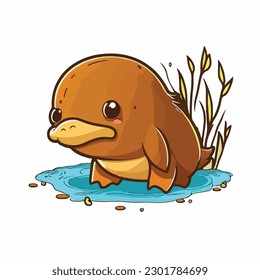 vector cute platypus cartoon style