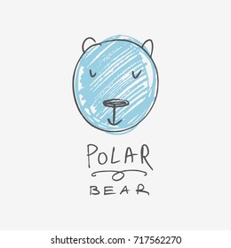 Vector cute polar bear illustration. Poster, postcard, print, label and other.