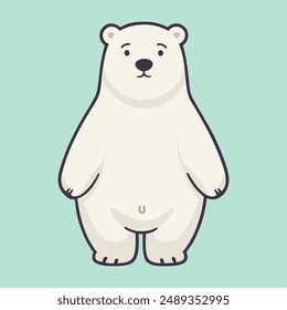 Vector cute polar bear standing with happy pose cartoon vector icon illustration