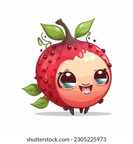 vector cute pomegranate cartoon style