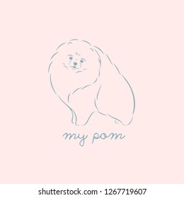 Vector cute pomeranian puppy illustration, logo template