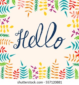 Vector cute postcard decorated with colorful floral frame. Special for social media, networks, wallpaper decoration, design element, floral and friendship themes.