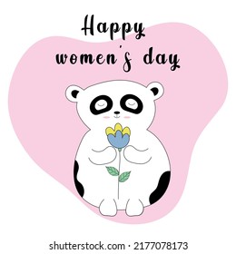 Vector cute postcard in the style of minimalism.  Women's Day.  Bouquet of flowers.  Colorful flat illustration up to your creativity.