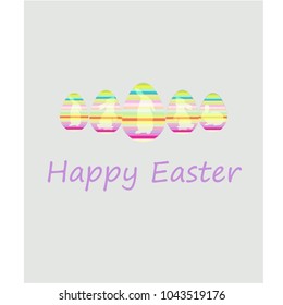 Vector cute poster for Easter Egg  with colored eggs and rabbits.   For holiday flyers and banners design.
