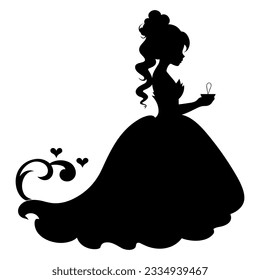 Vektor-süße Prinzessin, schwarze Silhouette