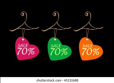 diseño de etiquetas de promoción vectorial lindo para el descuento de valentina