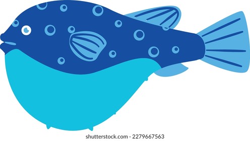 Vector cute puffer fish cartoon on white background