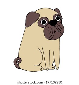 Vector cute pug vector illustration