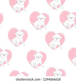 Vector cute pug vector pattern