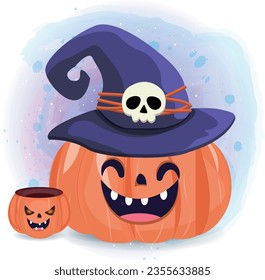 Vector cute pumpkin illustration for halloween