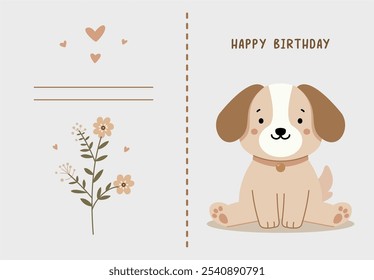 Vector Cute Puppy Birthday Card - Ideal for Greeting Cards and Invitations