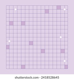 Vector cute purple aesthetic grid pattern background.