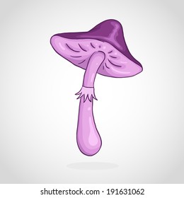 Vector cute purple hand drawn mushroom