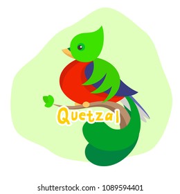 Vector cute quetzal illustration for alphabet letter q