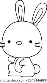 a vector of a cute rabbit in black and white coloring