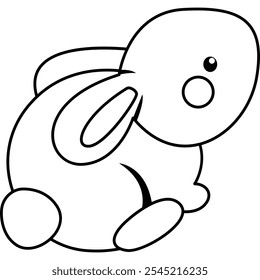 a vector of a cute rabbit in black and white coloring