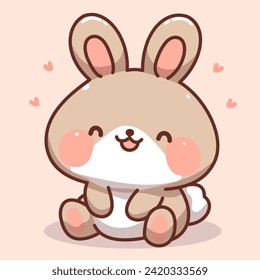 Vector Cute Rabbit Bunny Mascot cartoon Vector Illustration. Flat cartoon style