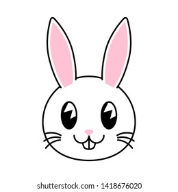 Vector Cute Rabbit Face Isolated On White Background.-EPS10