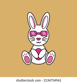 Vector of cute rabbit on brown background.