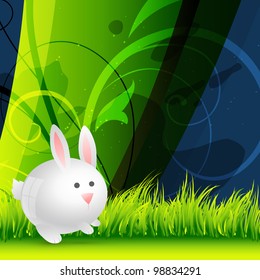 vector cute rabbit on colorful background