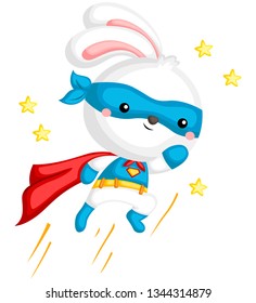 a vector of a cute rabbit in a superhero costume