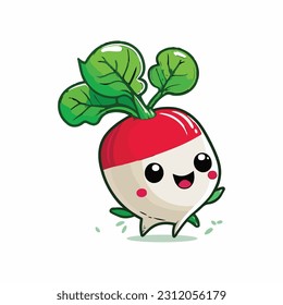vector cute radish cartoon style