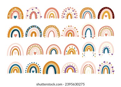 Vector Cute rainbow big set nursery baby print symbol boho collection pastel colors