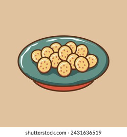 Vector lindo Ramadán de dibujos animados forma de galleta en el plato