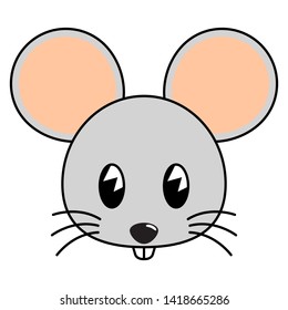 Vector Cute Rat Face Isolated On White Background.-EPS10